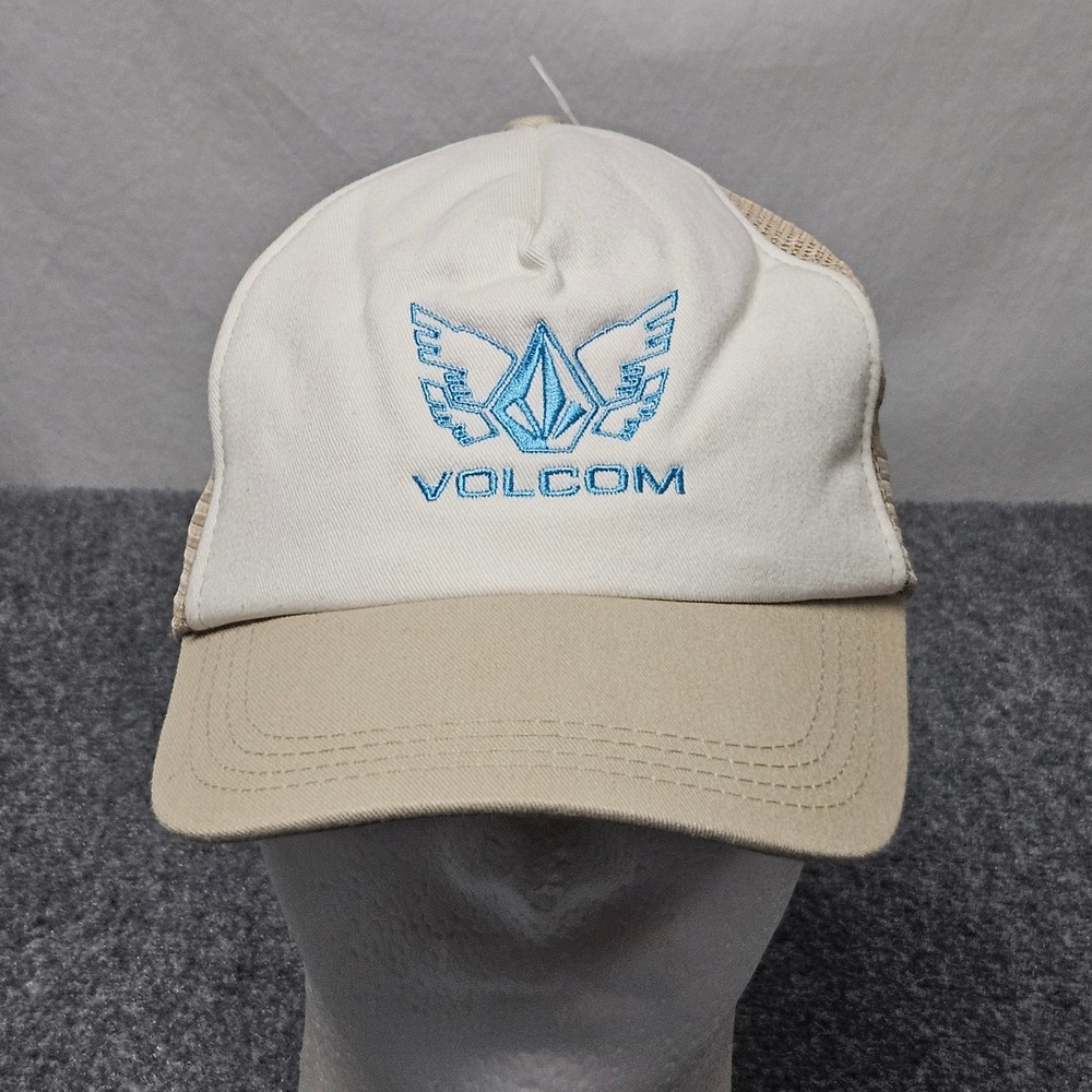 Volcom Trucker Hat Beige Cap Wings Logo Skater Surf Streetwear‎ Y2K Outdoor